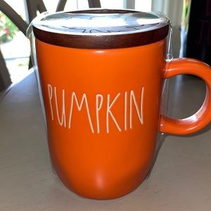 Rae Dunn Pumpkin Mug w/Wooden Coaster